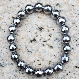 Faceted Dark Silver Hematite Bracelet