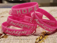 Load image into Gallery viewer, BULK BUY - 10 HOPE - Silicone Breast Cancer Aware Bracelet