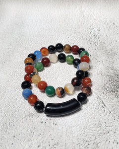 2 pc Agate Bracelet Set - BLMU