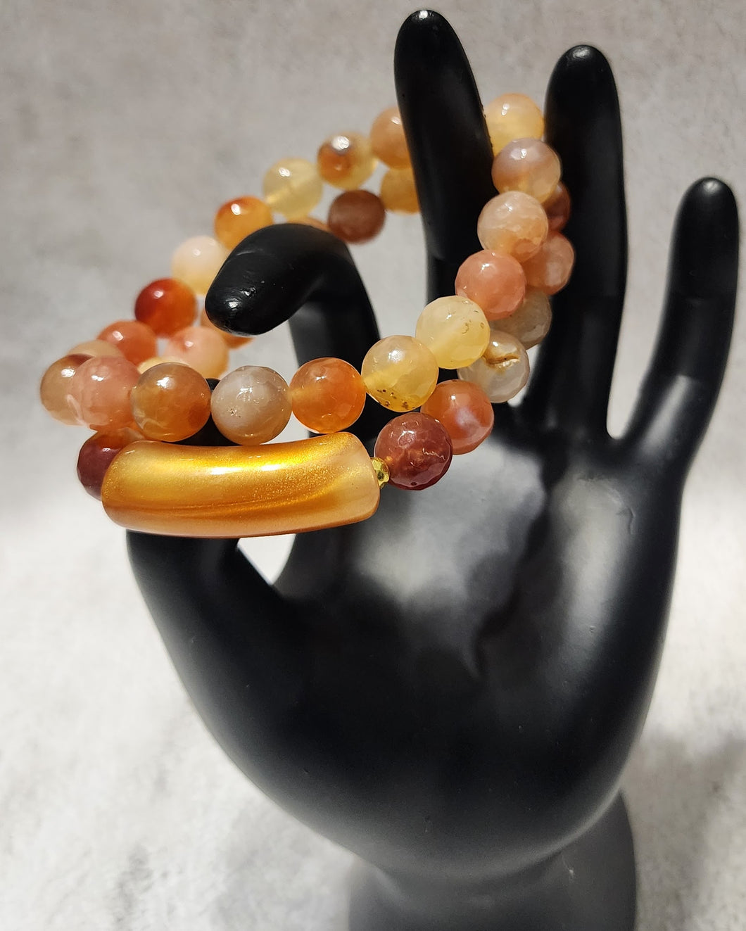 2 pc Agate Bracelet Set - OR