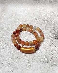 2 pc Agate Bracelet Set - OR