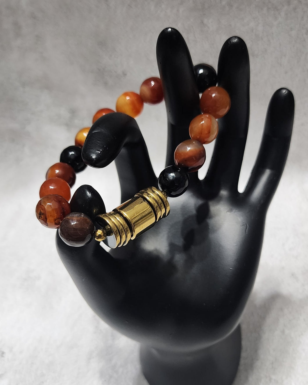 Orange Agate and Hematite Bracelet