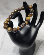 Load image into Gallery viewer, Electroplated Tiger Eye Bracelet with Pewter Focal