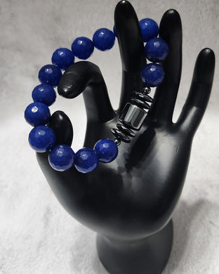 Blue Jade and Hematite Bracelet