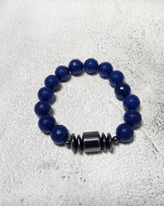 Blue Jade and Hematite Bracelet